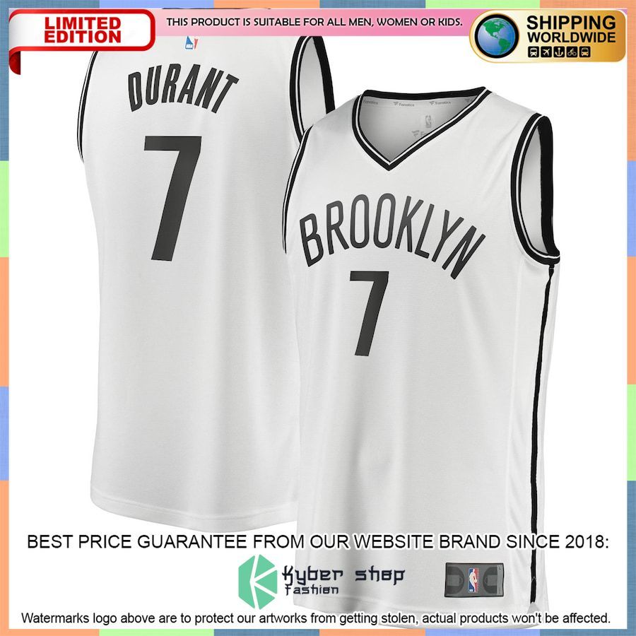 Kevin Durant Brooklyn Nets Youth 2020-21 Player White Basketball Jersey