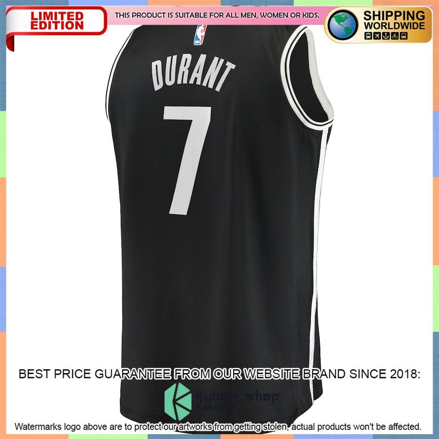 Kevin Durant Brooklyn Nets Youth 2021-22 Black Basketball Jersey 3 Kevin Durant Brooklyn Nets Youth 2021-22 Black Basketball Jersey word1