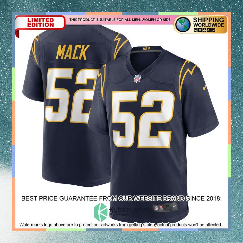 Khalil Mack Los Angeles Chargers Alternate Navy Football Jersey 5 Khalil Mack Los Angeles Chargers Alternate Navy Football Jersey word2