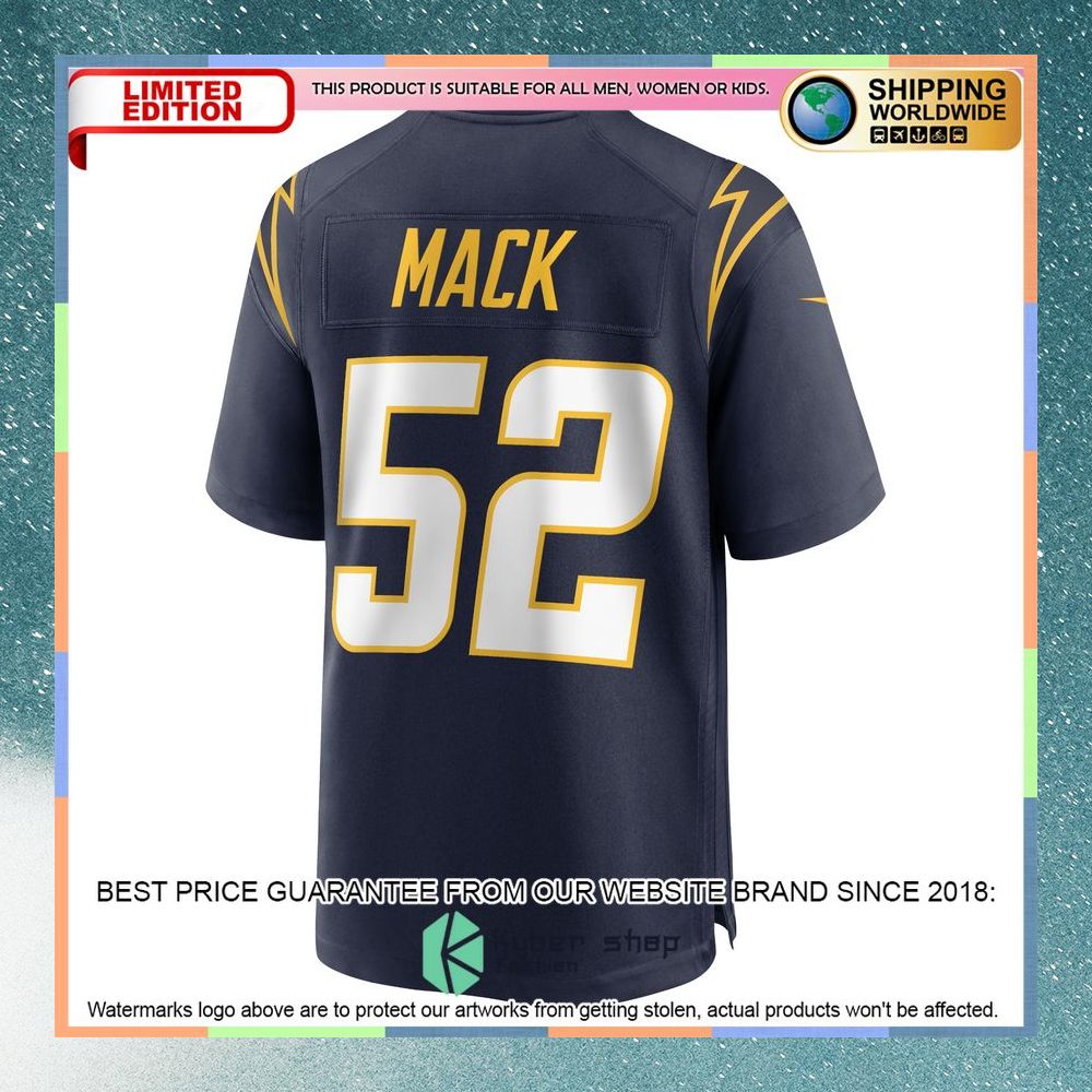 Khalil Mack Los Angeles Chargers Alternate Navy Football Jersey 7 Khalil Mack Los Angeles Chargers Alternate Navy Football Jersey word2