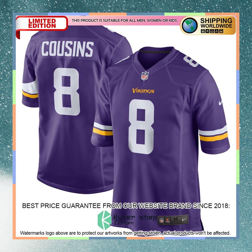 Kirk Cousins Minnesota Vikings Purple Football Jersey 8 Kirk Cousins Minnesota Vikings Purple Football Jersey word3