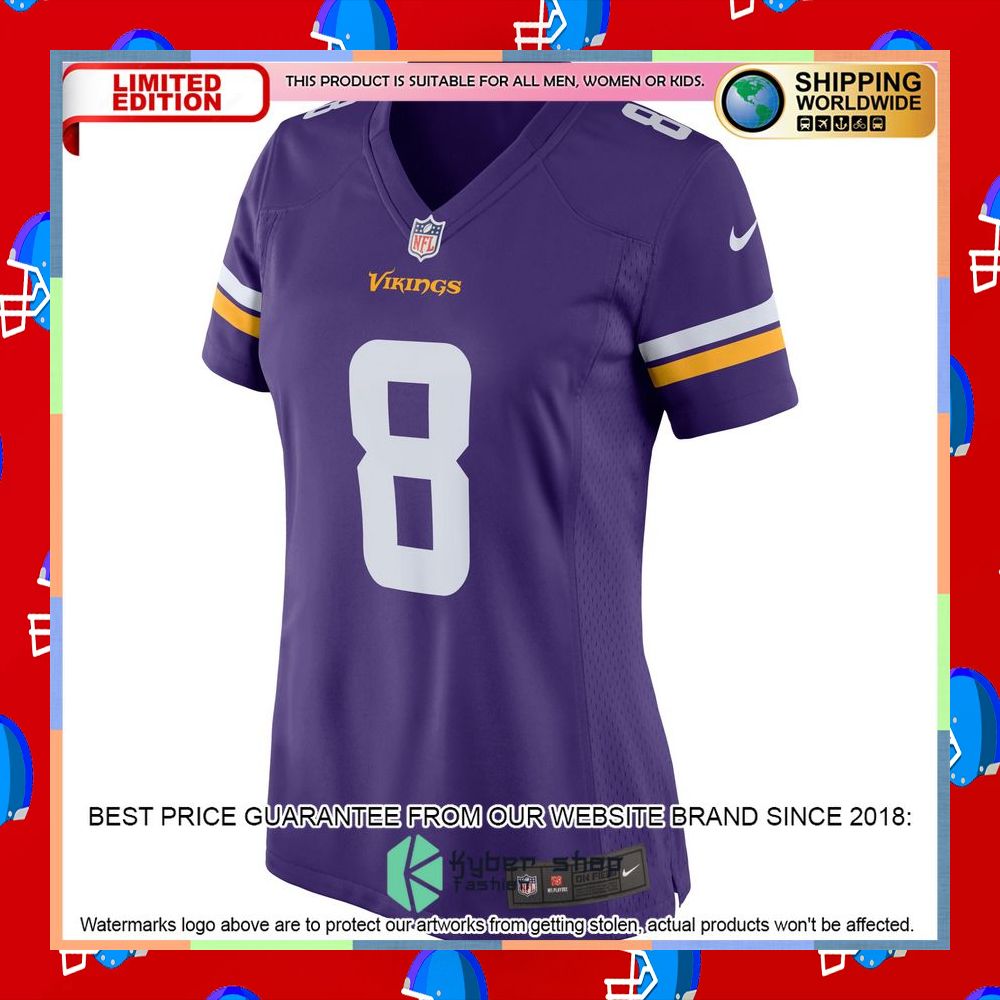 Kirk Cousins Minnesota Vikings Women's Purple Football Jersey 12 Kirk Cousins Minnesota Vikings Women's Purple Football Jersey word2