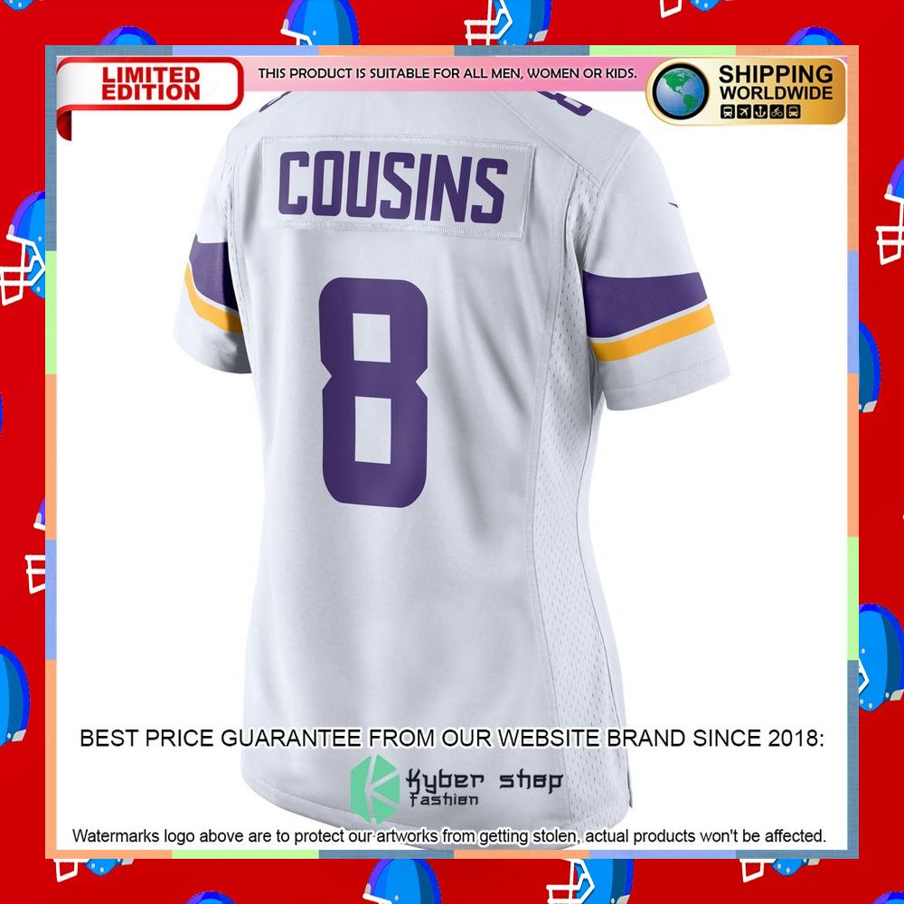 Kirk Cousins Minnesota Vikings Women's White Football Jersey 13 Kirk Cousins Minnesota Vikings Women's White Football Jersey word1