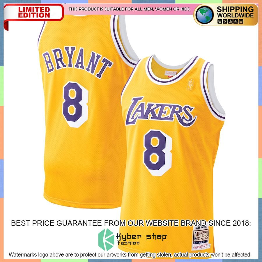 Kobe Bryant Los Angeles Lakers Mitchell & Ness 1996-97 Hardwood Classics Authentic Player Gold Basketball Jersey