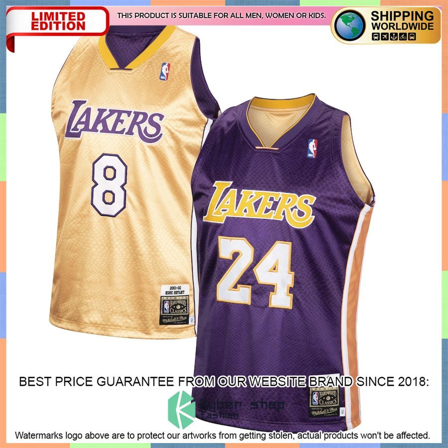 Kobe Bryant Los Angeles Lakers Mitchell & Ness Authentic Reversible Gold-Purple Basketball Jersey