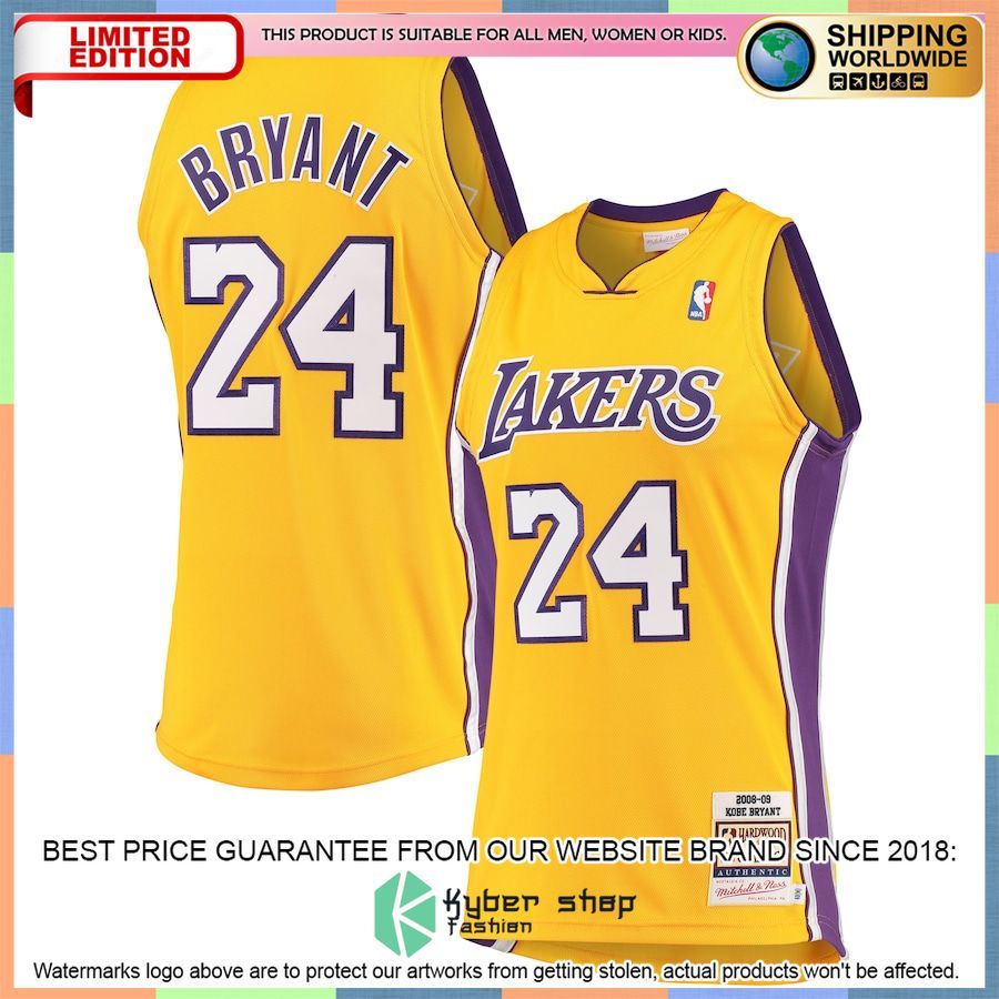 Kobe Bryant Los Angeles Lakers Mitchell & Ness Hardwood Classics 2008-09 Authentic Gold Basketball Jersey