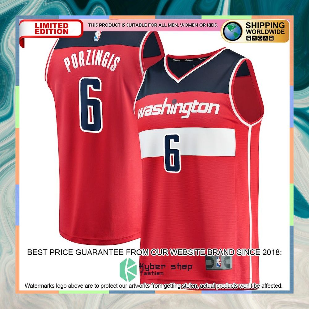 Kristaps Porzingis Washington Wizards 2022-23 Red Basketball Jersey 4 Kristaps Porzingis Washington Wizards 2022-23 Red Basketball Jersey word2