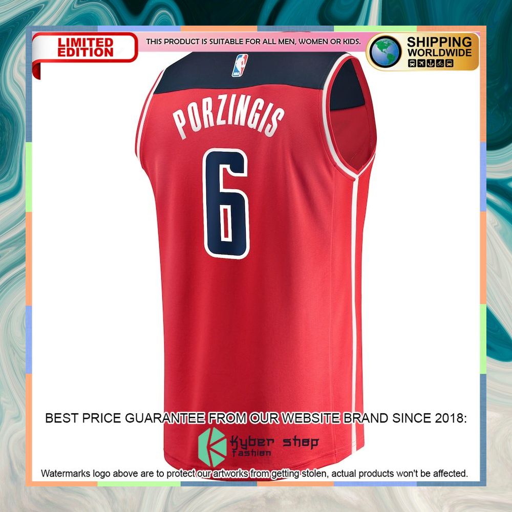 Kristaps Porzingis Washington Wizards 2022-23 Red Basketball Jersey 6 Kristaps Porzingis Washington Wizards 2022-23 Red Basketball Jersey word2