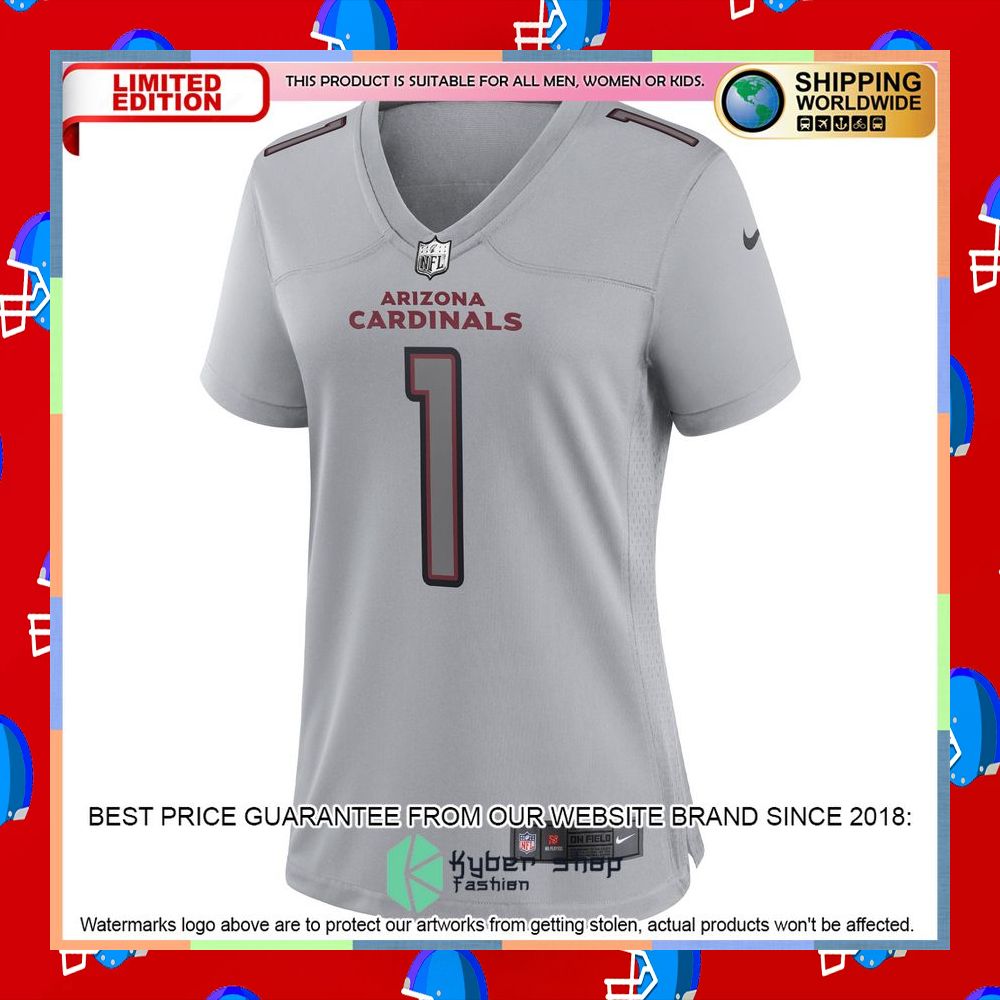 Kyler Murray Arizona Cardinals Women's Atmosphere Fashion Gray Football Jersey 6 Kyler Murray Arizona Cardinals Women's Atmosphere Fashion Gray Football Jersey word2
