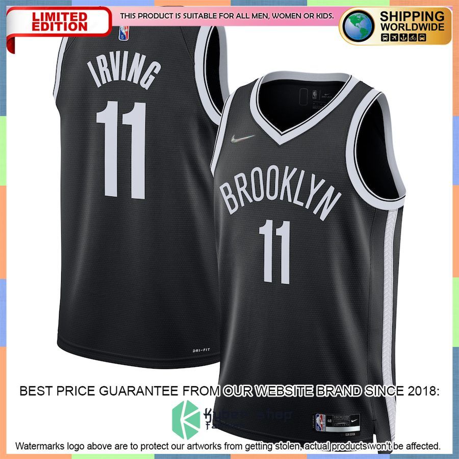 Kyrie Irving Brooklyn Nets Nike 2021-22 Diamond Black Basketball Jersey