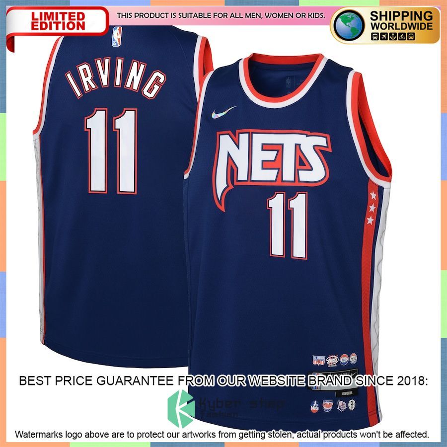 Kyrie Irving Brooklyn Nets Nike Youth 2021-22 Navy Basketball Jersey