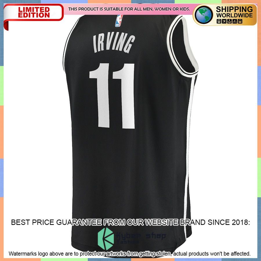 Kyrie Irving Brooklyn Nets Youth 2021-22 Black Basketball Jersey 3 Kyrie Irving Brooklyn Nets Youth 2021-22 Black Basketball Jersey word2