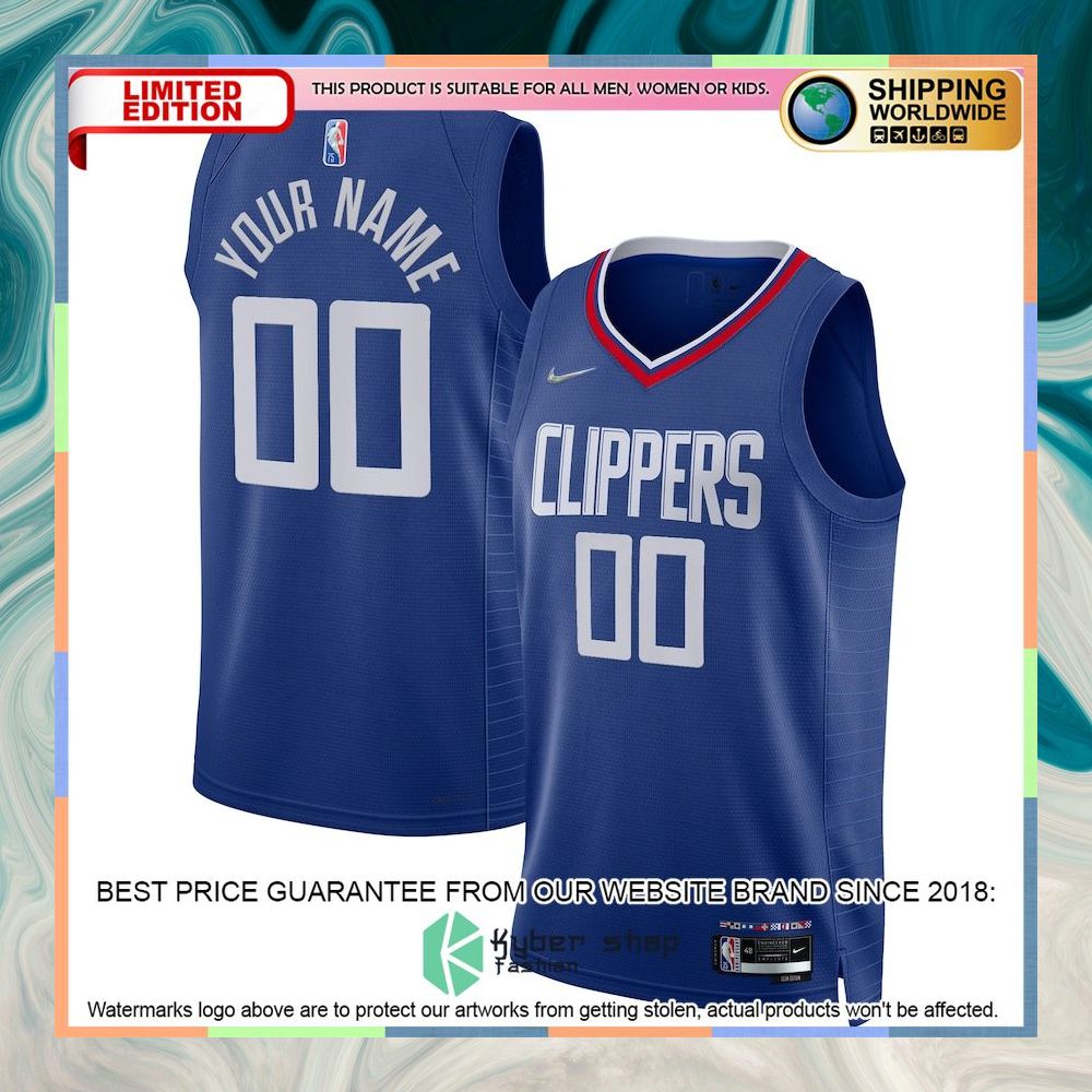 LA Clippers Nike 2021-22 Diamond Custom Royal Basketball Jersey 4 LA Clippers Nike 2021-22 Diamond Custom Royal Basketball Jersey word3
