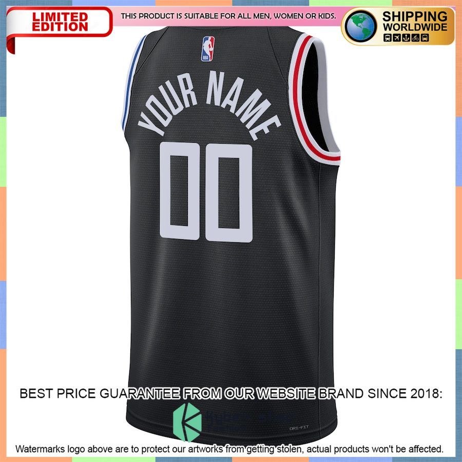 LA Clippers Nike 2022-23 Custom Black Basketball Jersey 3 LA Clippers Nike 2022-23 Custom Black Basketball Jersey word1