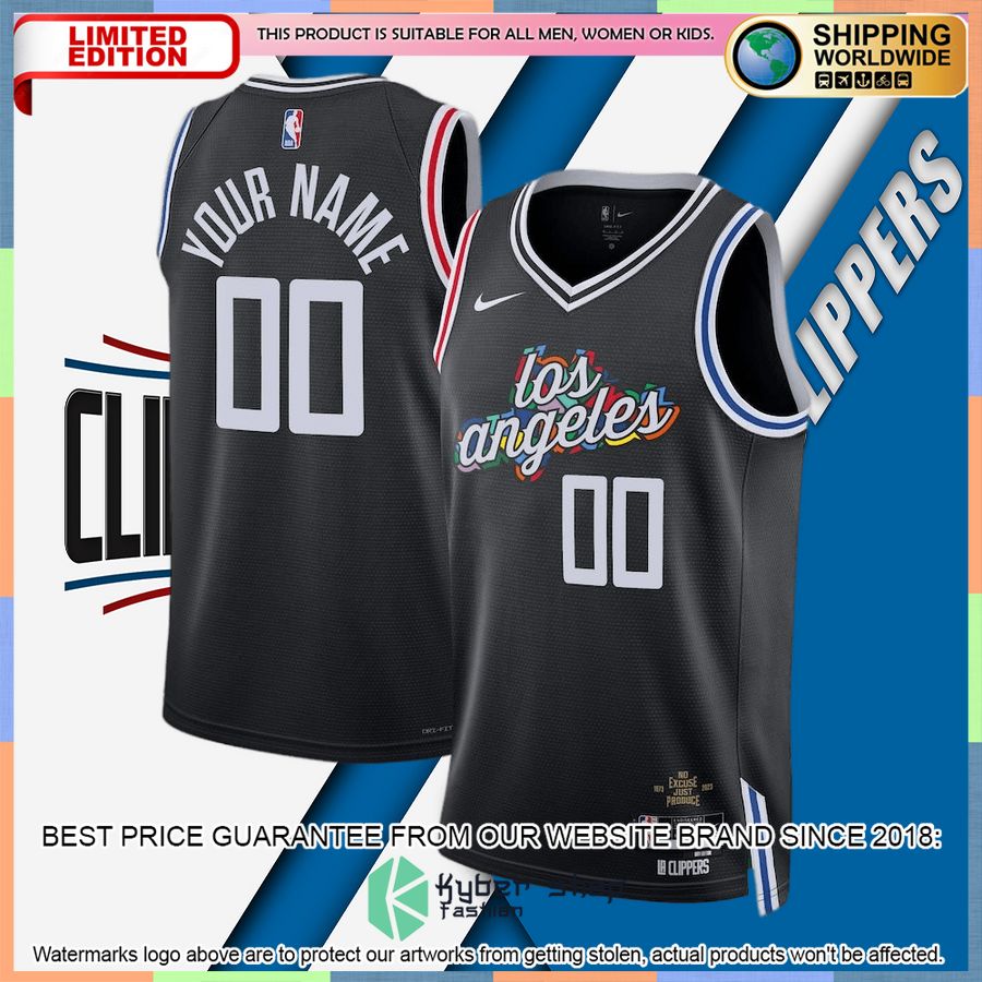 LA Clippers Nike 2022-23 Custom Black Basketball Jersey 4 LA Clippers Nike 2022-23 Custom Black Basketball Jersey word1