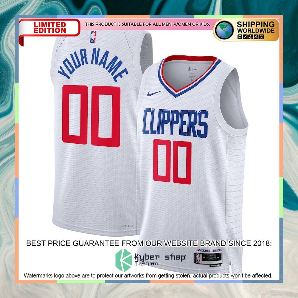 LA Clippers Nike Unisex 2022-23 Custom White Basketball Jersey 4 LA Clippers Nike Unisex 2022-23 Custom White Basketball Jersey word3