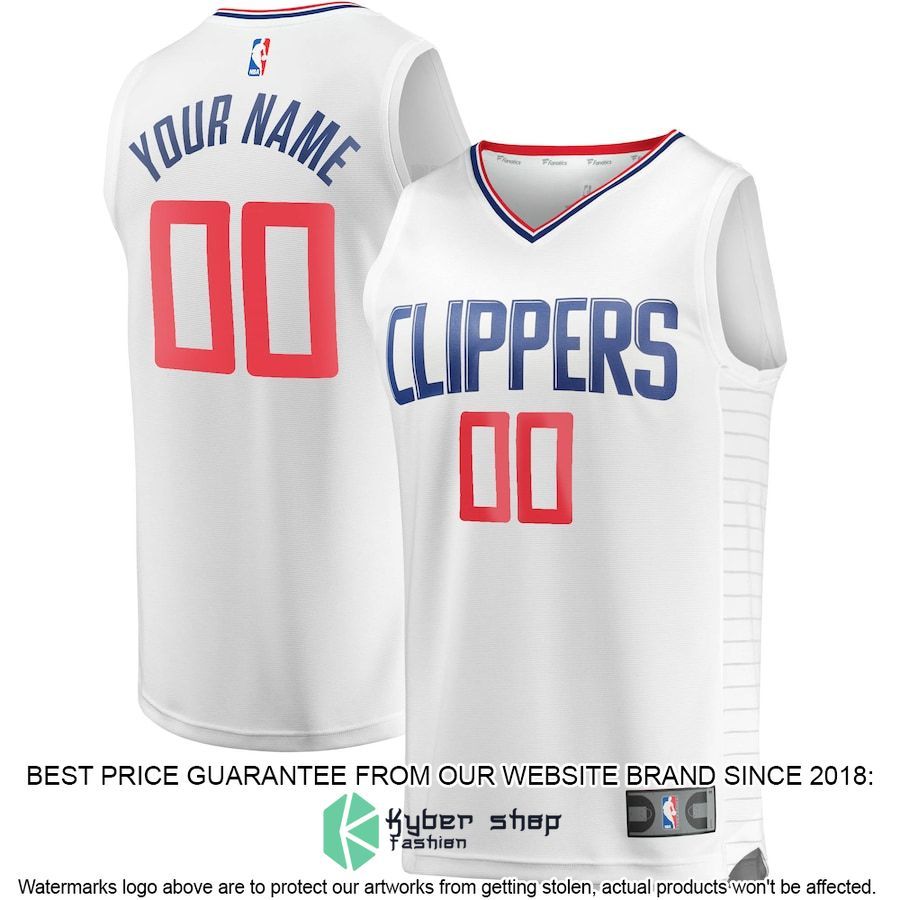 LA Clippers Youth Custom White Basketball Jersey
