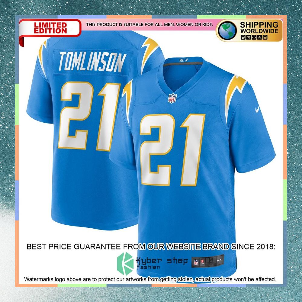 LaDainian Tomlinson Los Angeles Chargers Football Retired Powder Blue Football Jersey 5 LaDainian Tomlinson Los Angeles Chargers Football Retired Powder Blue Football Jersey word3