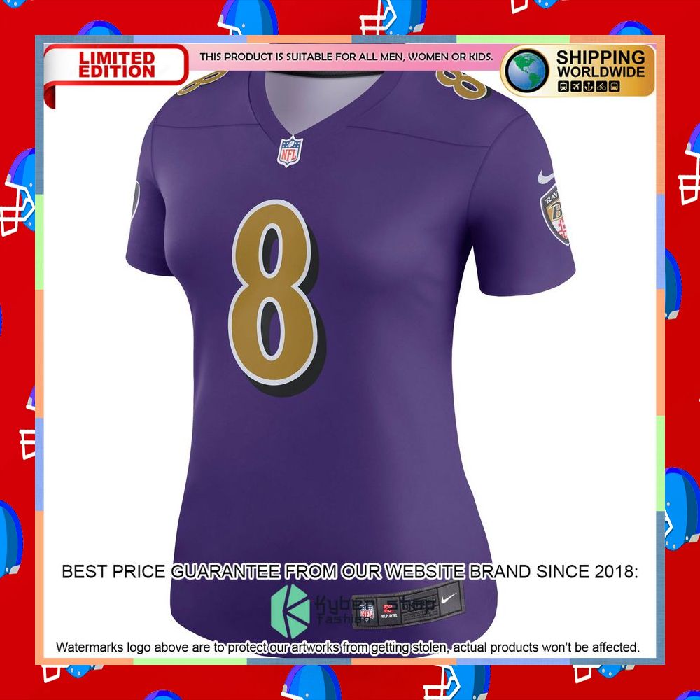 Lamar Jackson Baltimore Ravens Women's Color Rush Legend Purple Football Jersey 6 Lamar Jackson Baltimore Ravens Women's Color Rush Legend Purple Football Jersey word1