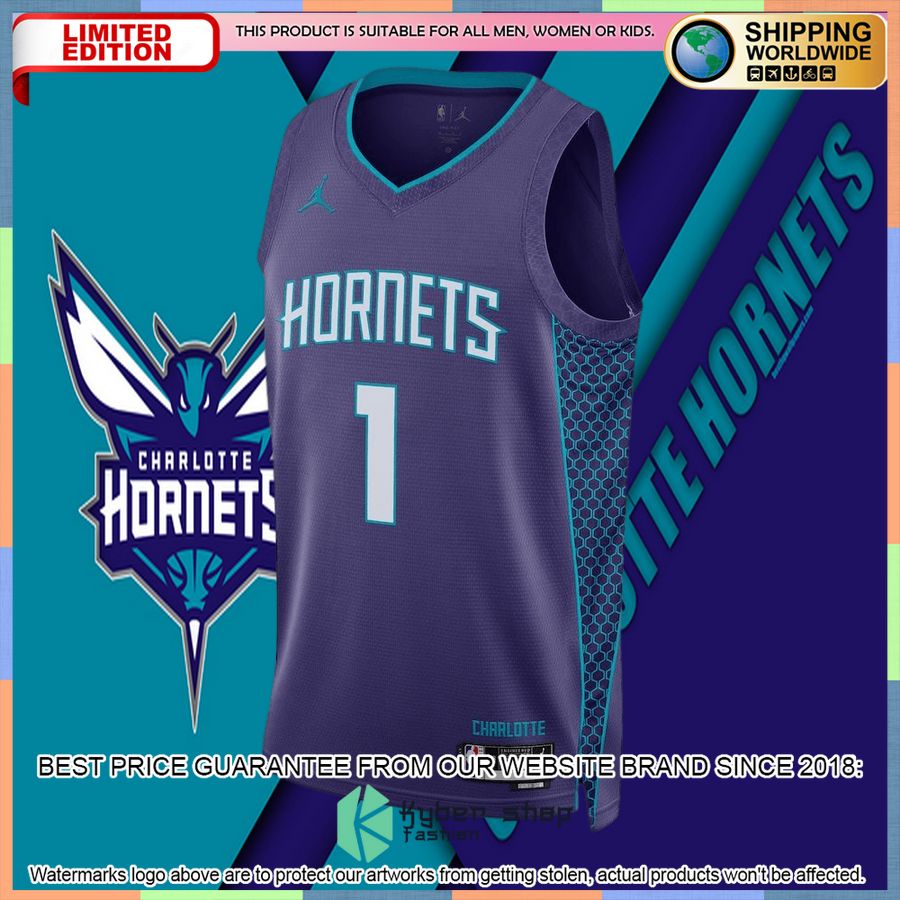 LaMelo Ball Charlotte Hornets Jordan Brand 2022-23 Purple Basketball Jersey 5 LaMelo Ball Charlotte Hornets Jordan Brand 2022-23 Purple Basketball Jersey word3