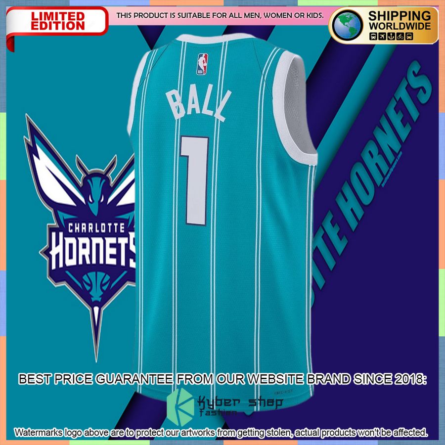 LaMelo Ball Charlotte Hornets Jordan Brand 2022-23 Teal Basketball Jersey 6 LaMelo Ball Charlotte Hornets Jordan Brand 2022-23 Teal Basketball Jersey word3