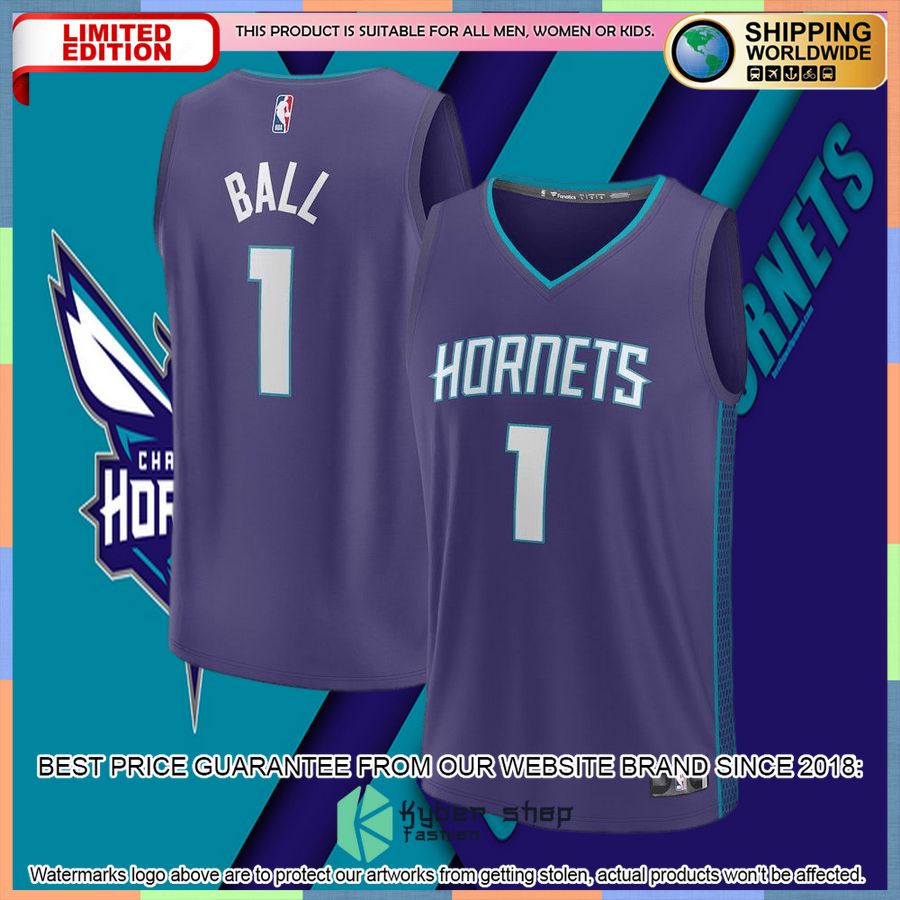 LaMelo Ball Charlotte Hornets Youth 2022-23 Player Purple Basketball Jersey 4 LaMelo Ball Charlotte Hornets Youth 2022-23 Player Purple Basketball Jersey word2