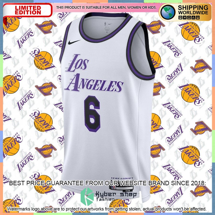 LeBron James 6 Los Angeles Lakers Nike 2022-23 White Basketball Jersey 5 LeBron James 6 Los Angeles Lakers Nike 2022-23 White Basketball Jersey word1