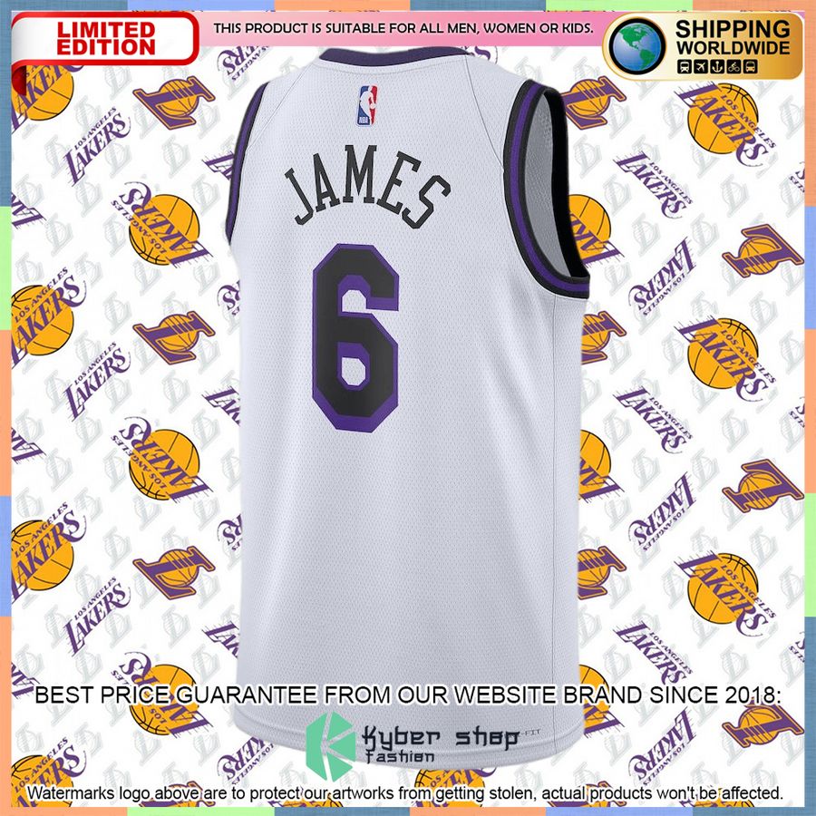 LeBron James 6 Los Angeles Lakers Nike 2022-23 White Basketball Jersey 6 LeBron James 6 Los Angeles Lakers Nike 2022-23 White Basketball Jersey word1