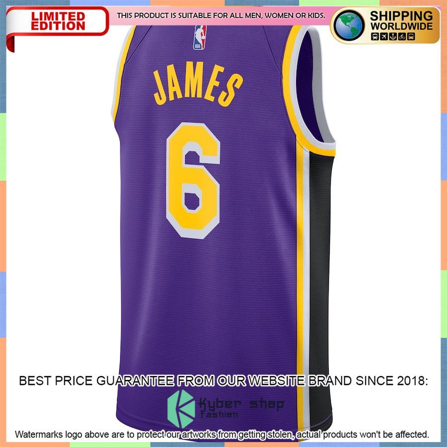 LeBron James Los Angeles Lakers Jordan Brand 2021-22 6 Player Purple Basketball Jersey 3 LeBron James Los Angeles Lakers Jordan Brand 2021-22 6 Player Purple Basketball Jersey word3