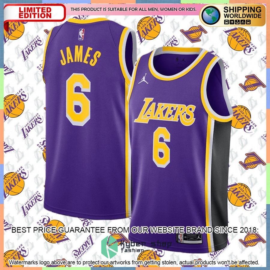 LeBron James Los Angeles Lakers Jordan Brand 2021-22 6 Player Purple Basketball Jersey 4 LeBron James Los Angeles Lakers Jordan Brand 2021-22 6 Player Purple Basketball Jersey word3