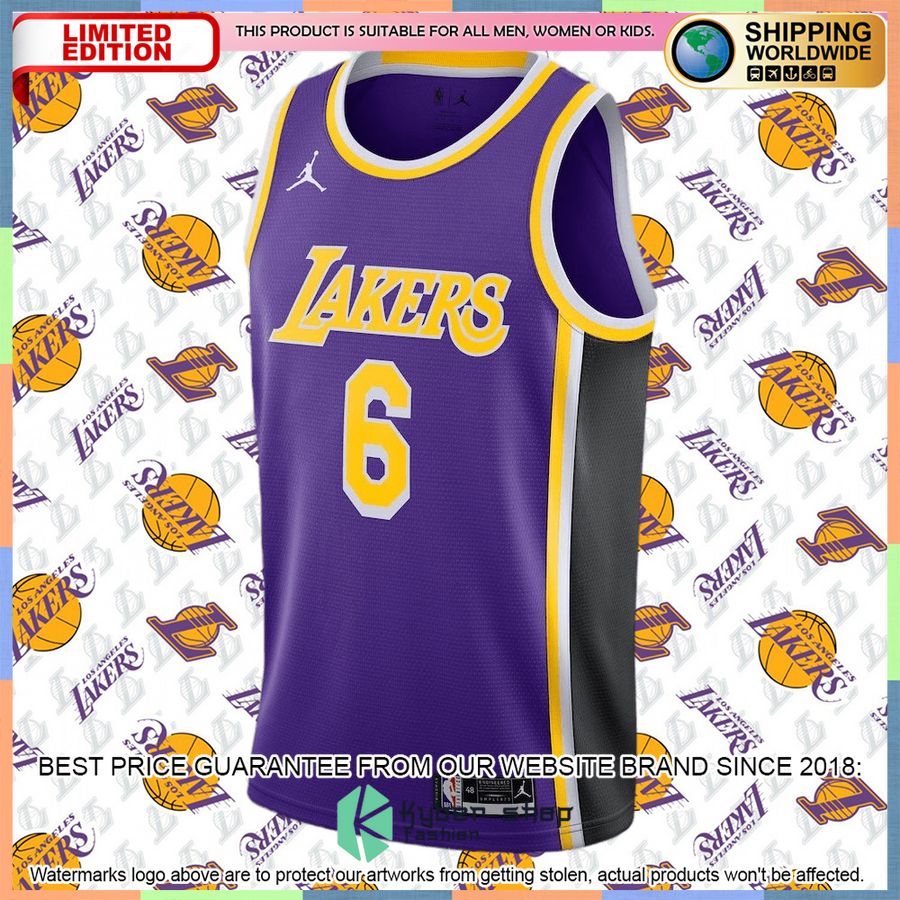 LeBron James Los Angeles Lakers Jordan Brand 2021-22 6 Player Purple Basketball Jersey 5 LeBron James Los Angeles Lakers Jordan Brand 2021-22 6 Player Purple Basketball Jersey word3