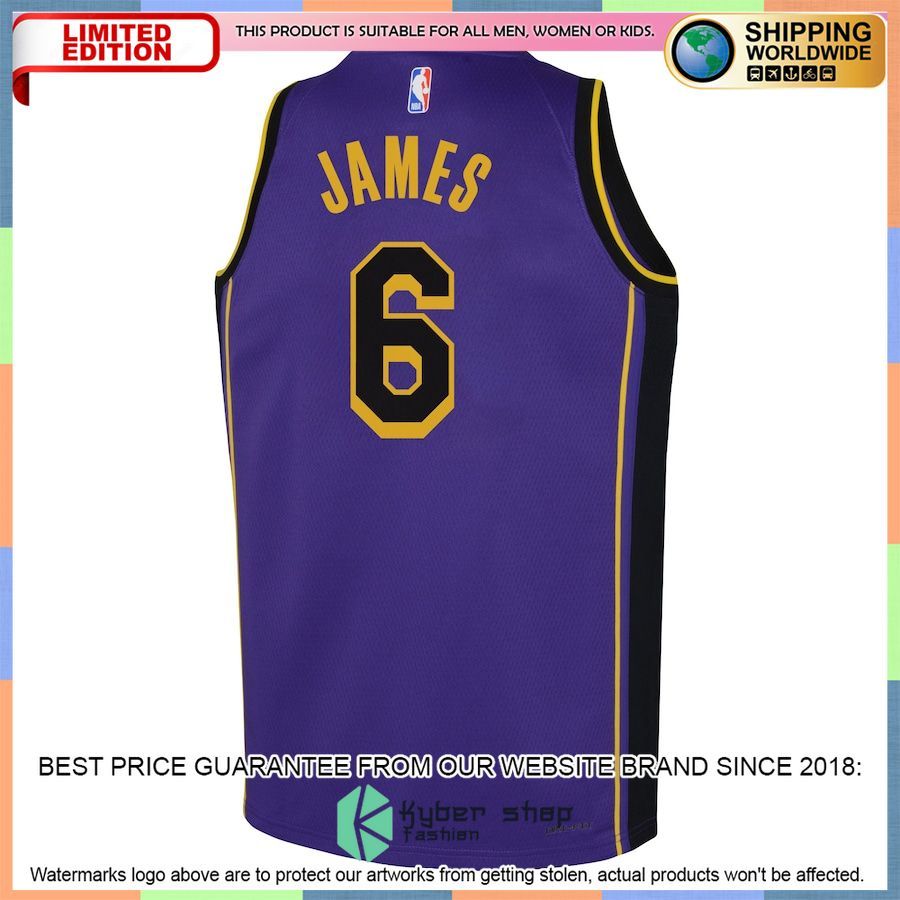 LeBron James Los Angeles Lakers Jordan Brand Youth 2022-23 Purple Basketball Jersey 3 LeBron James Los Angeles Lakers Jordan Brand Youth 2022-23 Purple Basketball Jersey word2