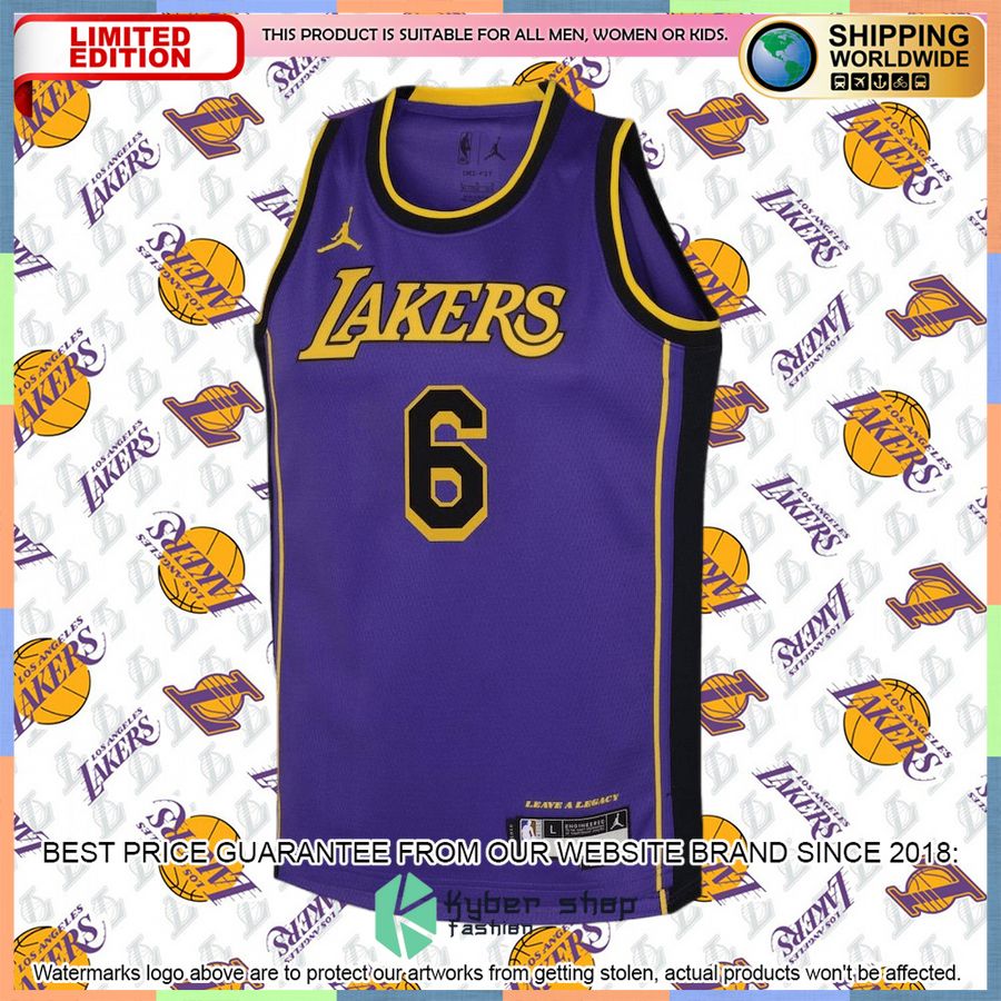 LeBron James Los Angeles Lakers Jordan Brand Youth 2022-23 Purple Basketball Jersey 5 LeBron James Los Angeles Lakers Jordan Brand Youth 2022-23 Purple Basketball Jersey word2