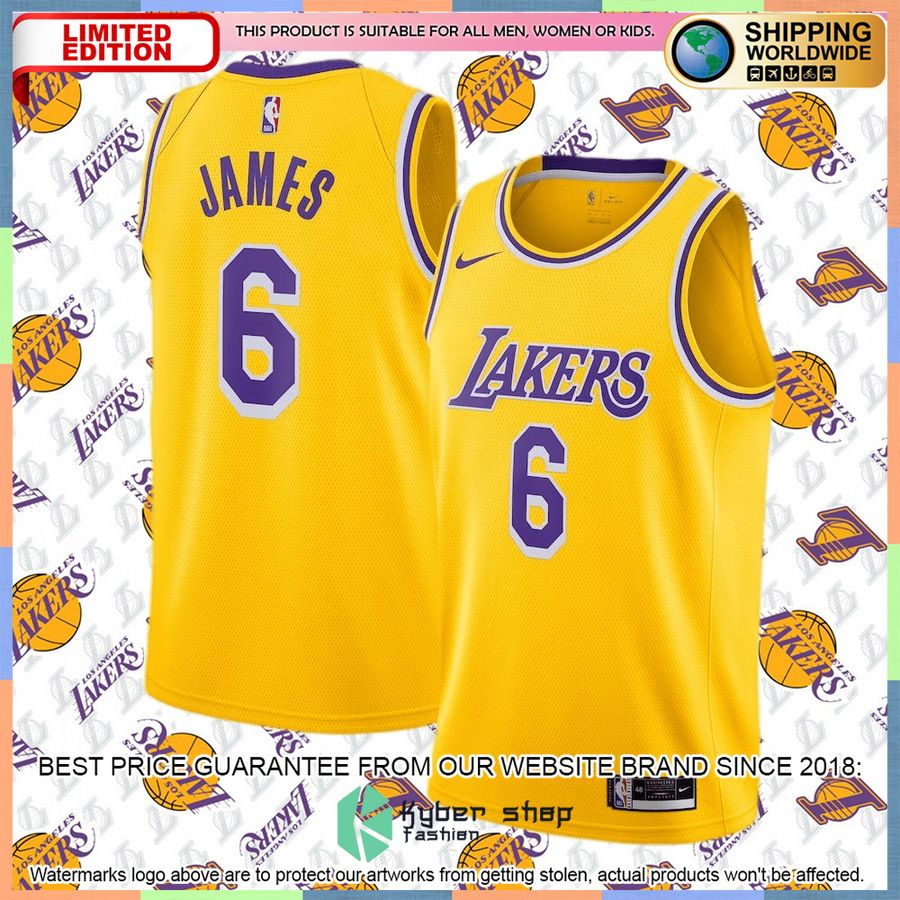 LeBron James Los Angeles Lakers Nike 2021-22 6 Player Gold Basketball Jersey 4 LeBron James Los Angeles Lakers Nike 2021-22 6 Player Gold Basketball Jersey word3