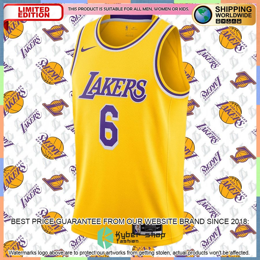 LeBron James Los Angeles Lakers Nike 2021-22 6 Player Gold Basketball Jersey 5 LeBron James Los Angeles Lakers Nike 2021-22 6 Player Gold Basketball Jersey word3