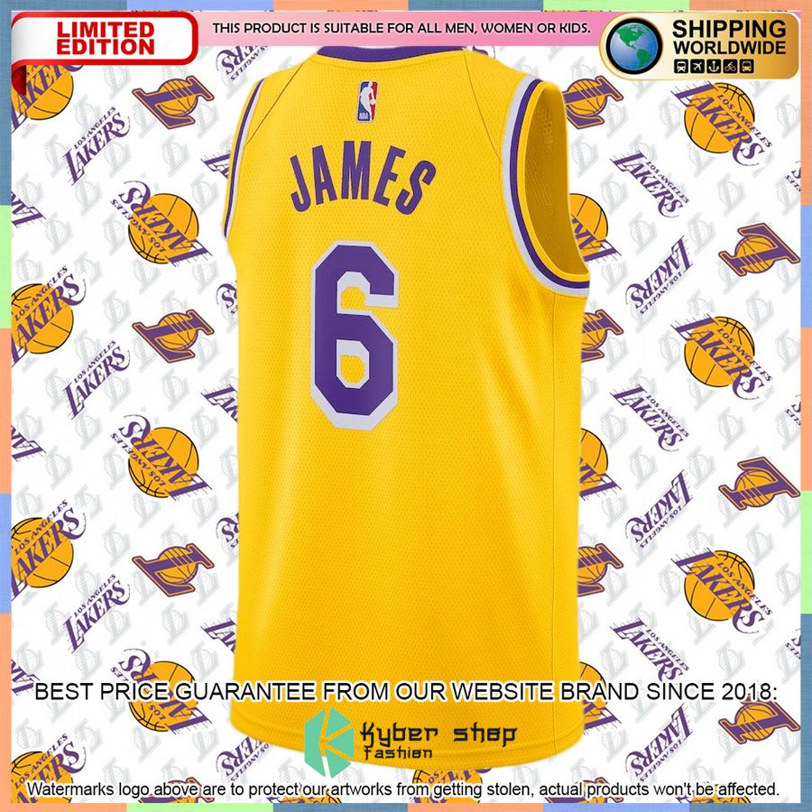 LeBron James Los Angeles Lakers Nike 2021-22 6 Player Gold Basketball Jersey 6 LeBron James Los Angeles Lakers Nike 2021-22 6 Player Gold Basketball Jersey word3