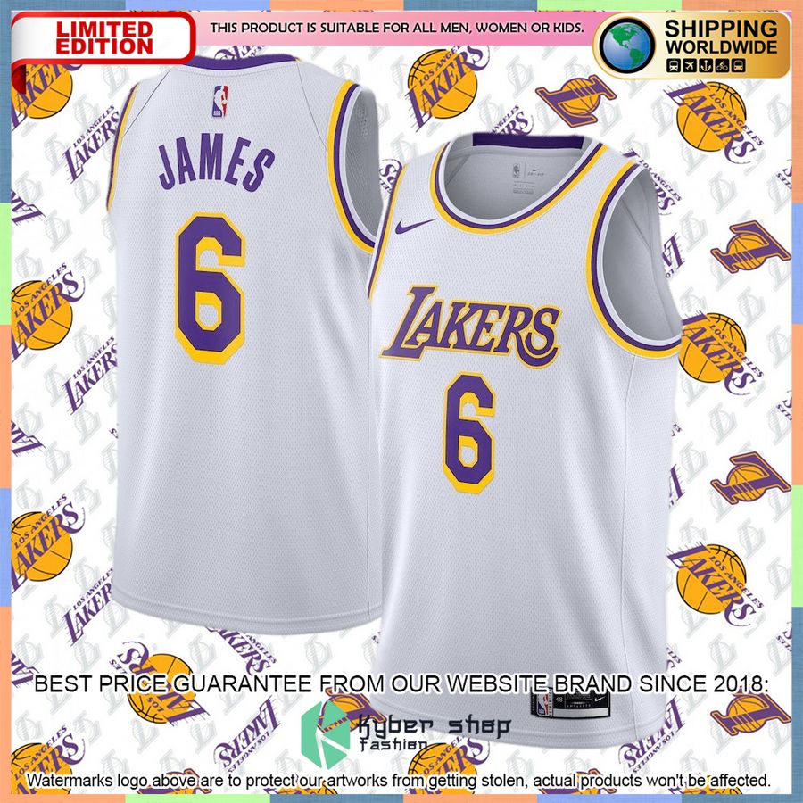 LeBron James Los Angeles Lakers Nike 2021-22 6 Player White Basketball Jersey 4 LeBron James Los Angeles Lakers Nike 2021-22 6 Player White Basketball Jersey word1