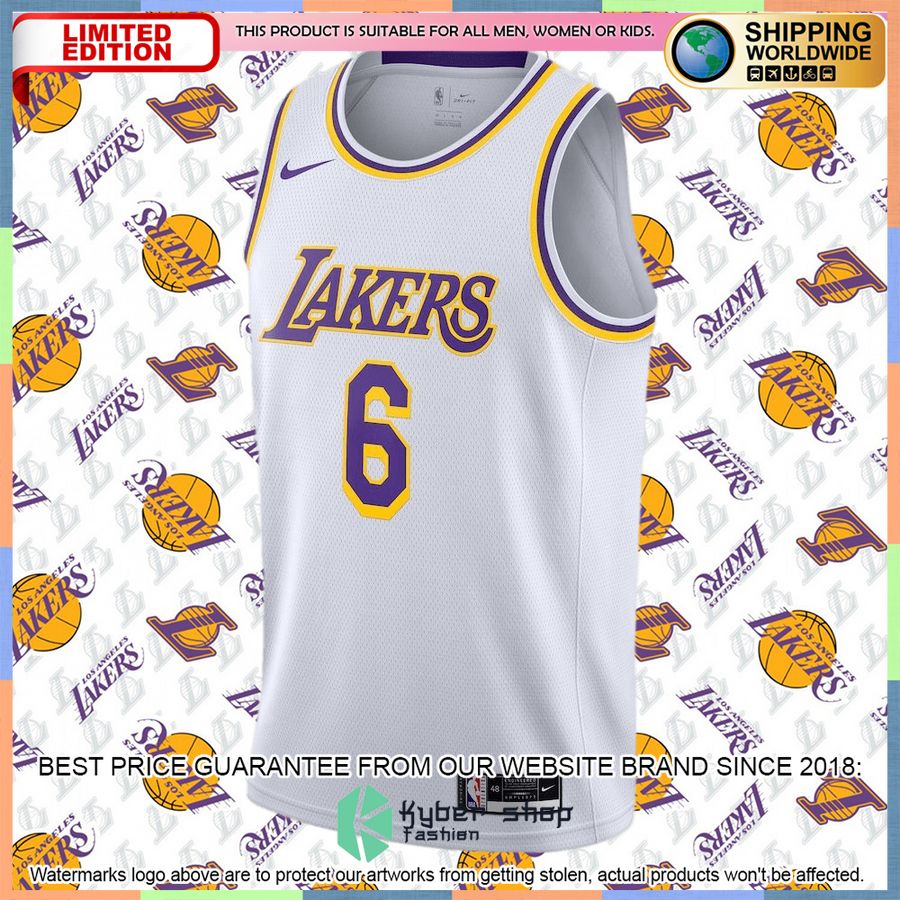 LeBron James Los Angeles Lakers Nike 2021-22 6 Player White Basketball Jersey 5 LeBron James Los Angeles Lakers Nike 2021-22 6 Player White Basketball Jersey word1