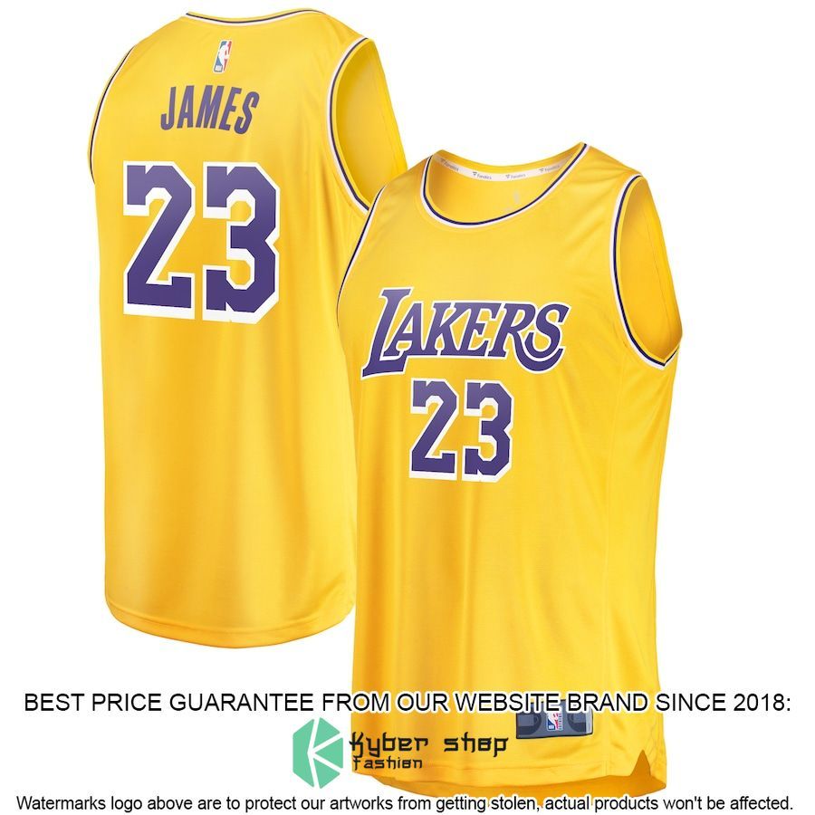 LeBron James Los Angeles Lakers Player Gold Basketball Jersey