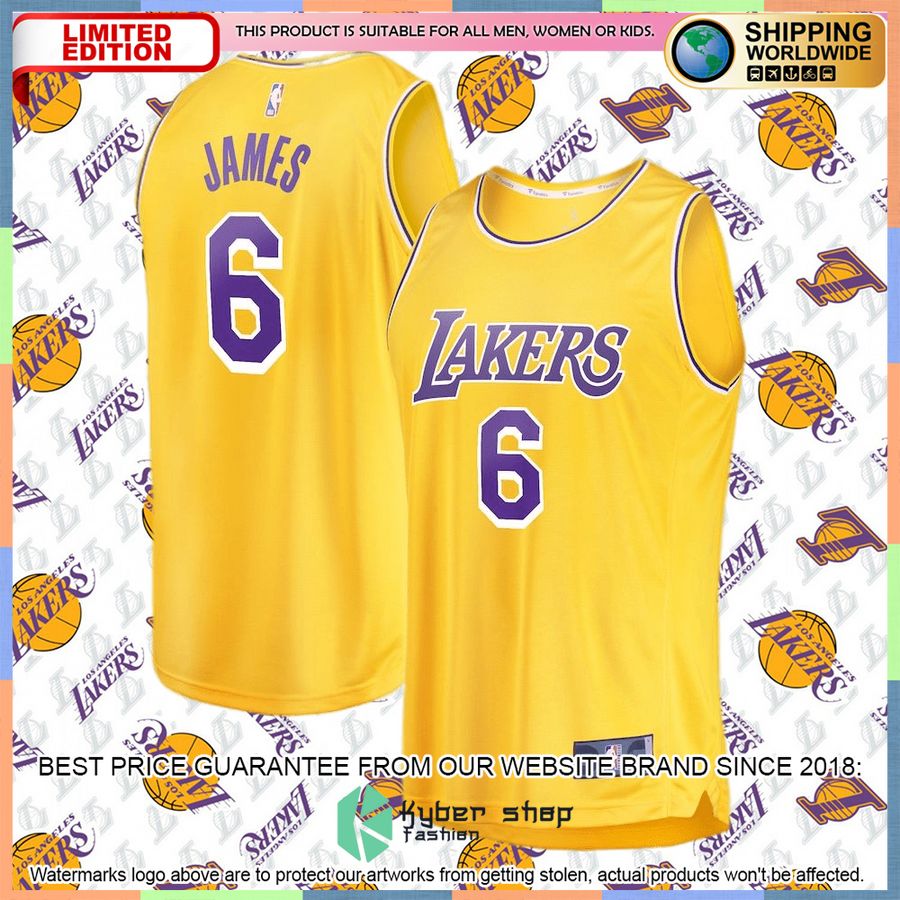 LeBron James Los Angeles Lakers Youth 2021-22 Gold Basketball Jersey 4 LeBron James Los Angeles Lakers Youth 2021-22 Gold Basketball Jersey word1