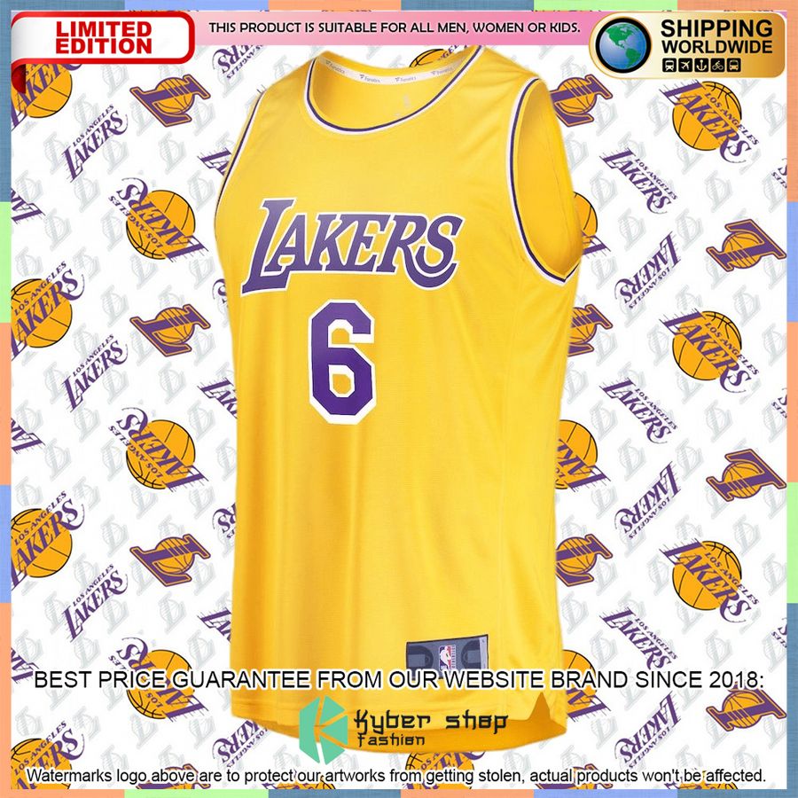 LeBron James Los Angeles Lakers Youth 2021-22 Gold Basketball Jersey 5 LeBron James Los Angeles Lakers Youth 2021-22 Gold Basketball Jersey word1