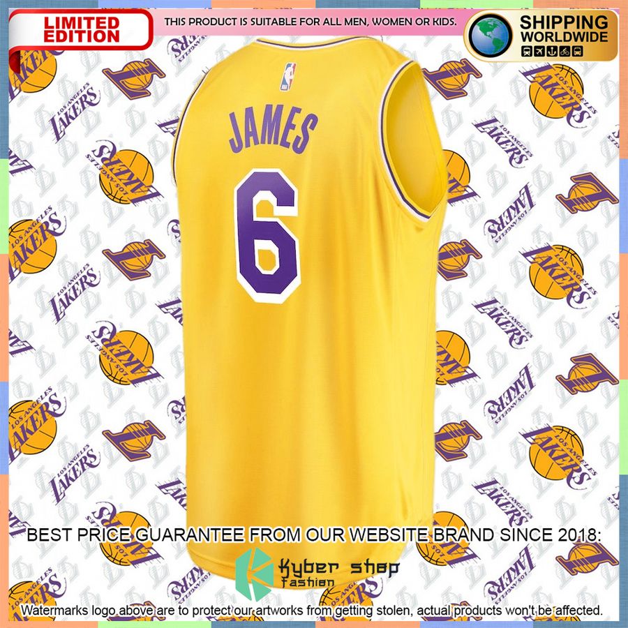LeBron James Los Angeles Lakers Youth 2021-22 Gold Basketball Jersey 6 LeBron James Los Angeles Lakers Youth 2021-22 Gold Basketball Jersey word1