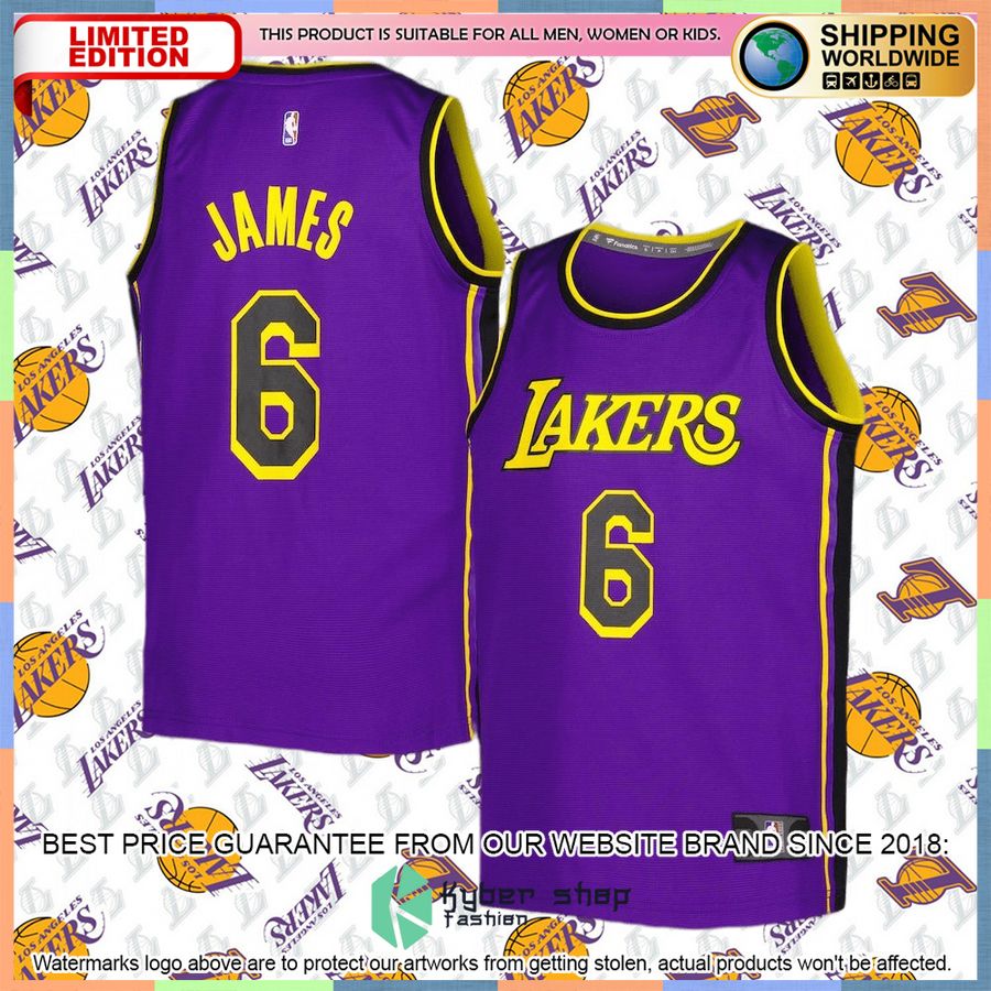 LeBron James Los Angeles Lakers Youth 2022-23 Player Purple Basketball Jersey 4 LeBron James Los Angeles Lakers Youth 2022-23 Player Purple Basketball Jersey word2