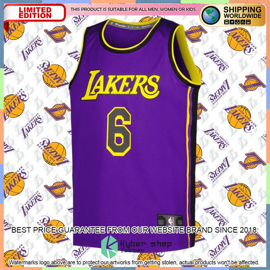 LeBron James Los Angeles Lakers Youth 2022-23 Player Purple Basketball Jersey 5 LeBron James Los Angeles Lakers Youth 2022-23 Player Purple Basketball Jersey word2