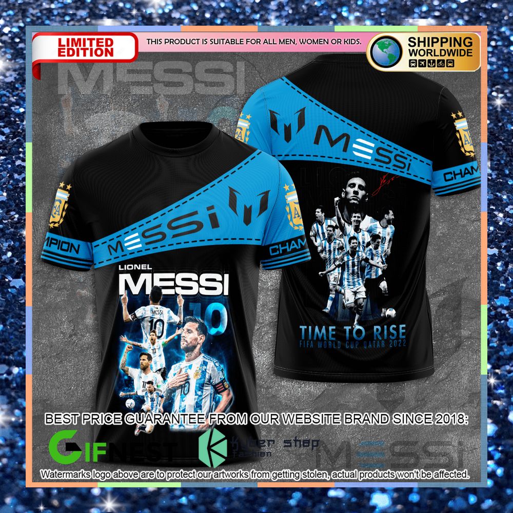 Lionel Messi Time To Rise Fifa World Cup 2022 Black 3D Hoodie, T-shirt 3 Lionel Messi Time To Rise Fifa World Cup 2022 Black 3D Hoodie, T-shirt word1