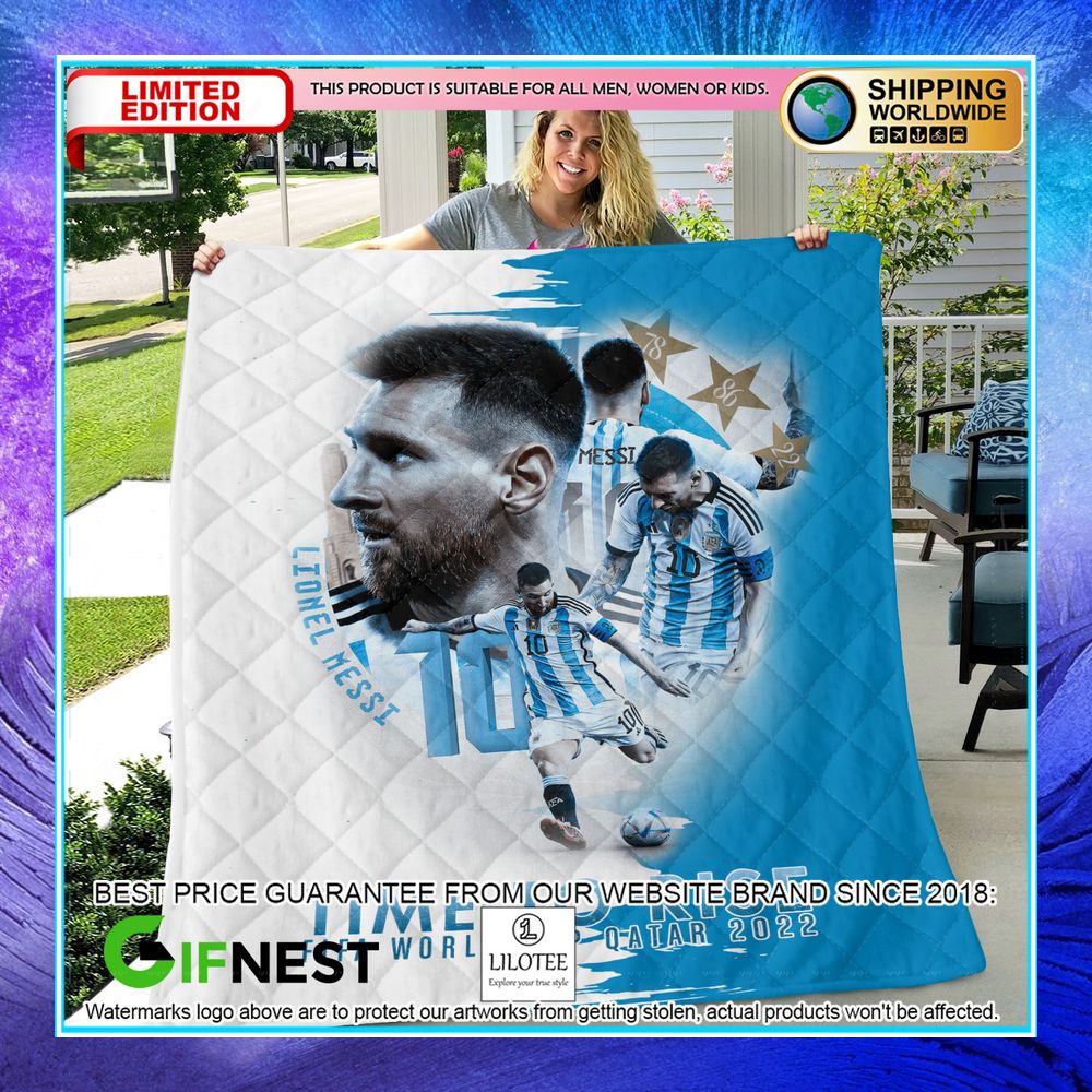 Lionel Messi Time To Rise Fifa World Cup Qatar 2022 Quilt word2