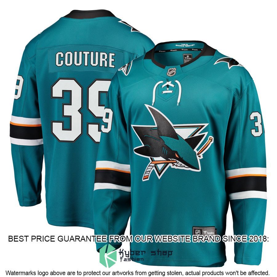 Logan Couture San Jose Sharks 2021-22 Home Premier Teal Hockey Jersey 4 Logan Couture San Jose Sharks 2021-22 Home Premier Teal Hockey Jersey word3