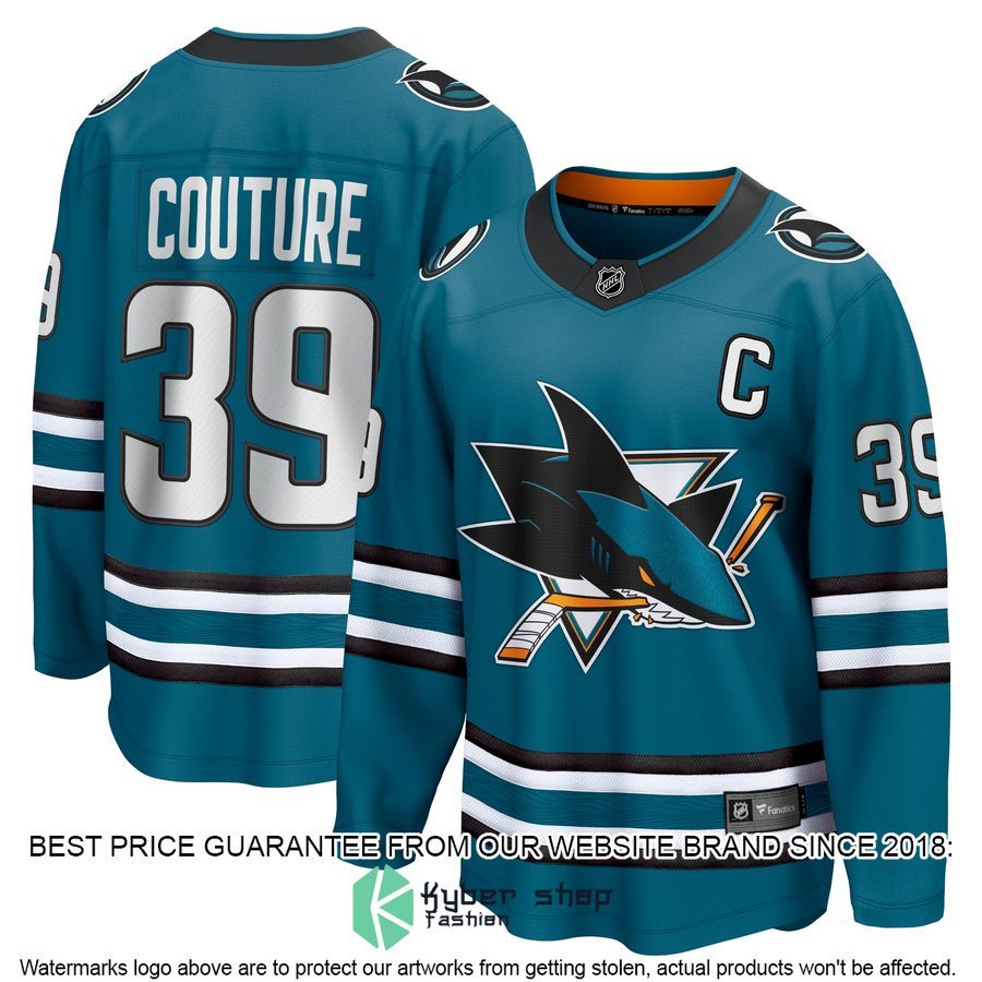 Logan Couture San Jose Sharks Home Premier Teal Hockey Jersey word3