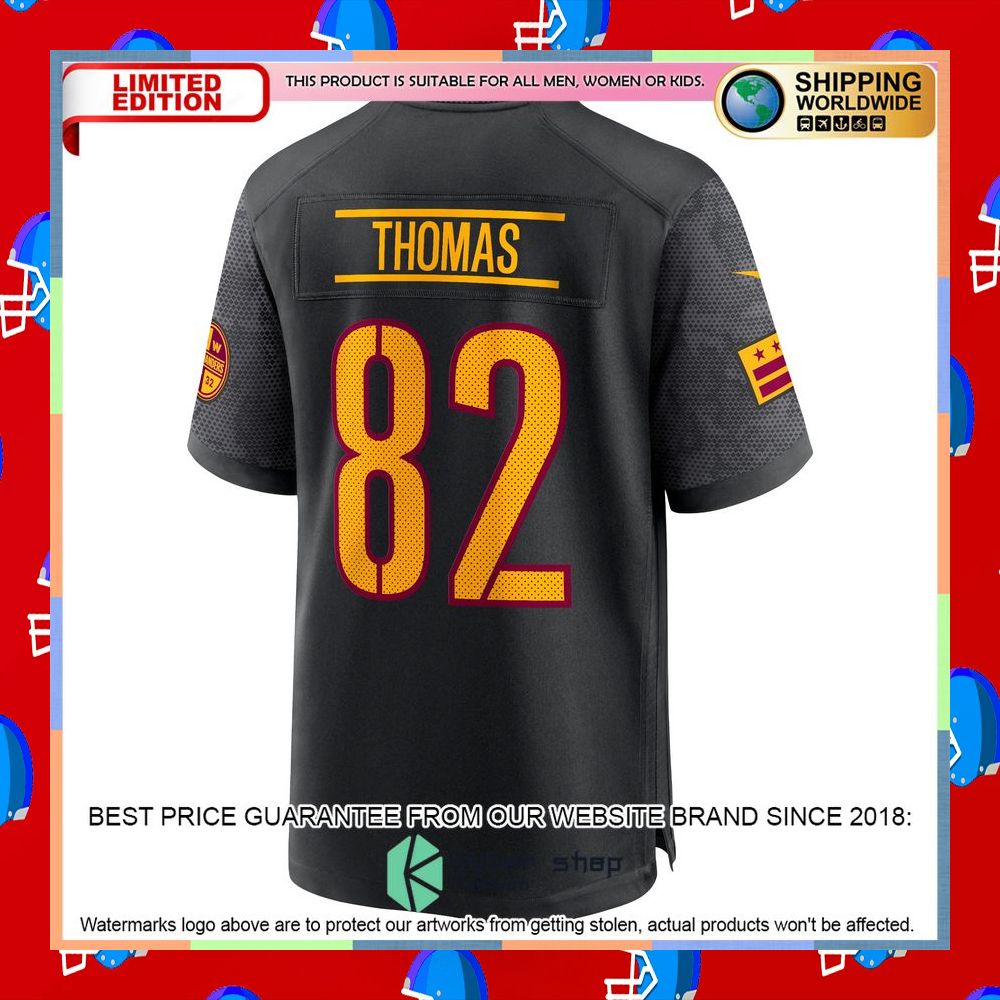 Logan Thomas Washington Commanders Alternate Black Football Jersey 7 Logan Thomas Washington Commanders Alternate Black Football Jersey word1