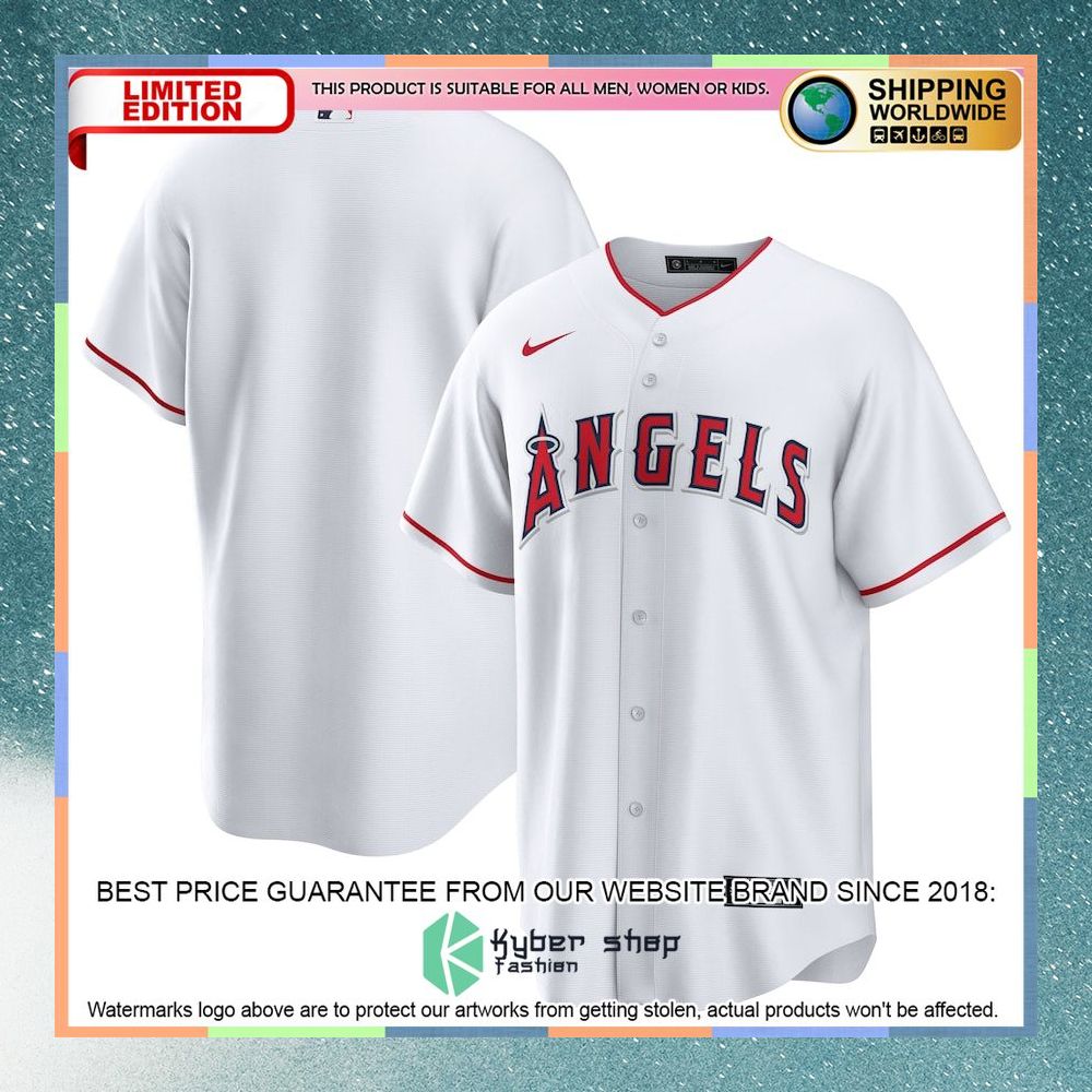 Los Angeles Angels Home Team White Baseball Jersey 4 Los Angeles Angels Home Team White Baseball Jersey word3